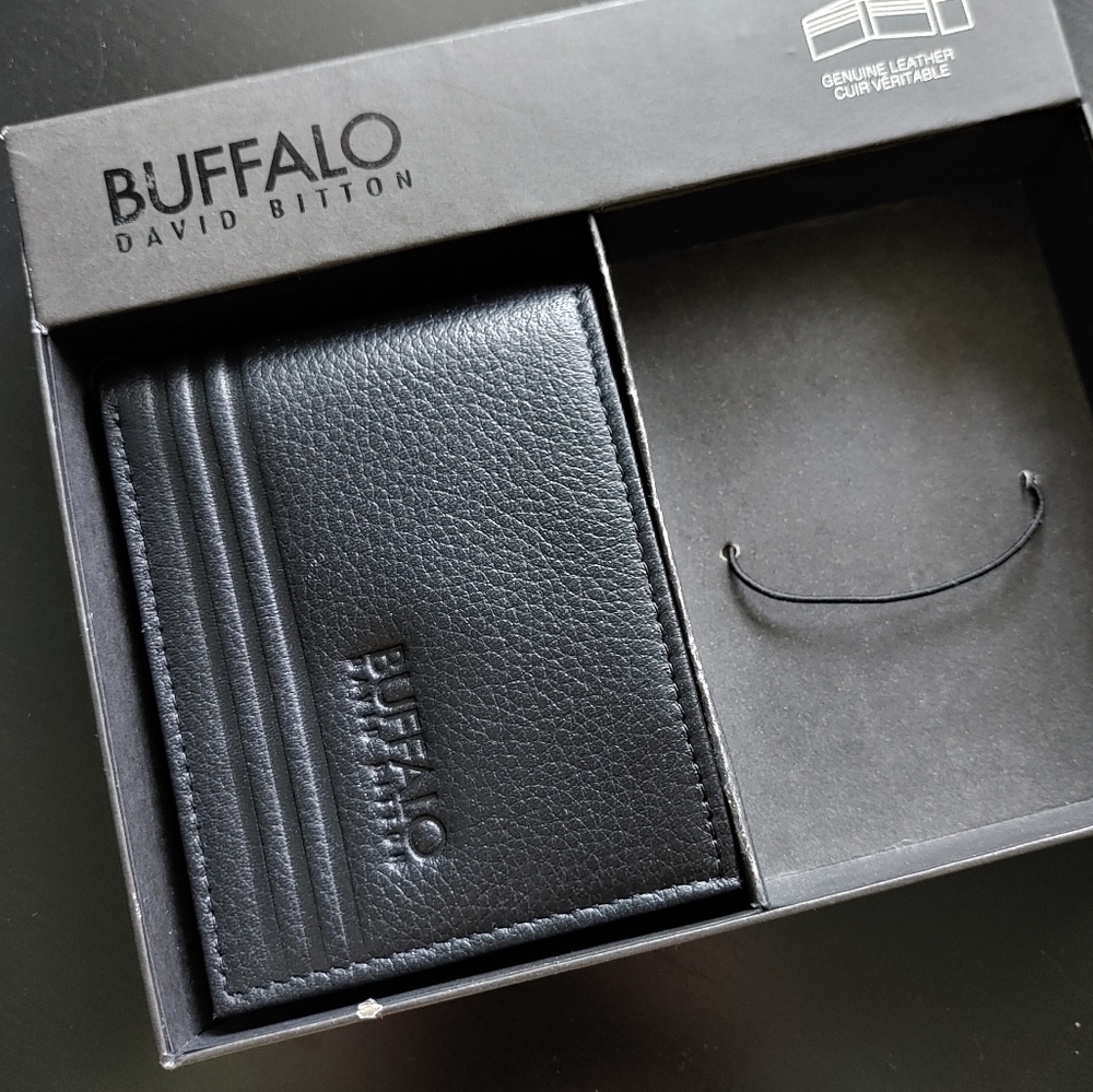 NEW Buffalo David Bitton Leather Wallet Black In Box
